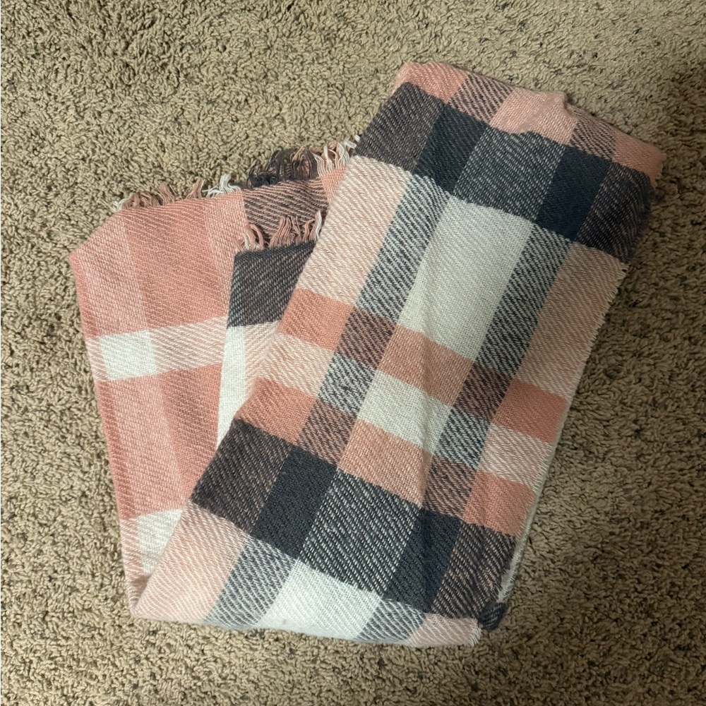 Pink and Black Plaid Scarf